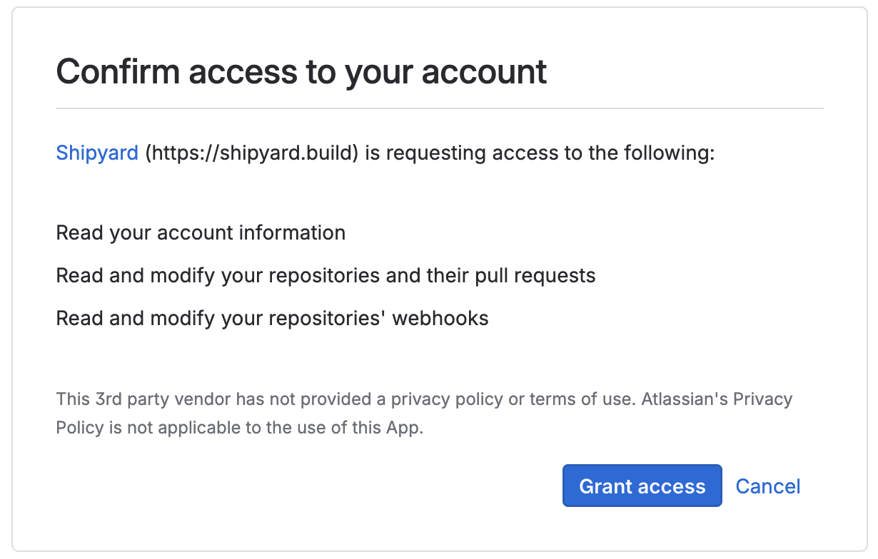 Grant Shipyard access to Bitbucket repositories