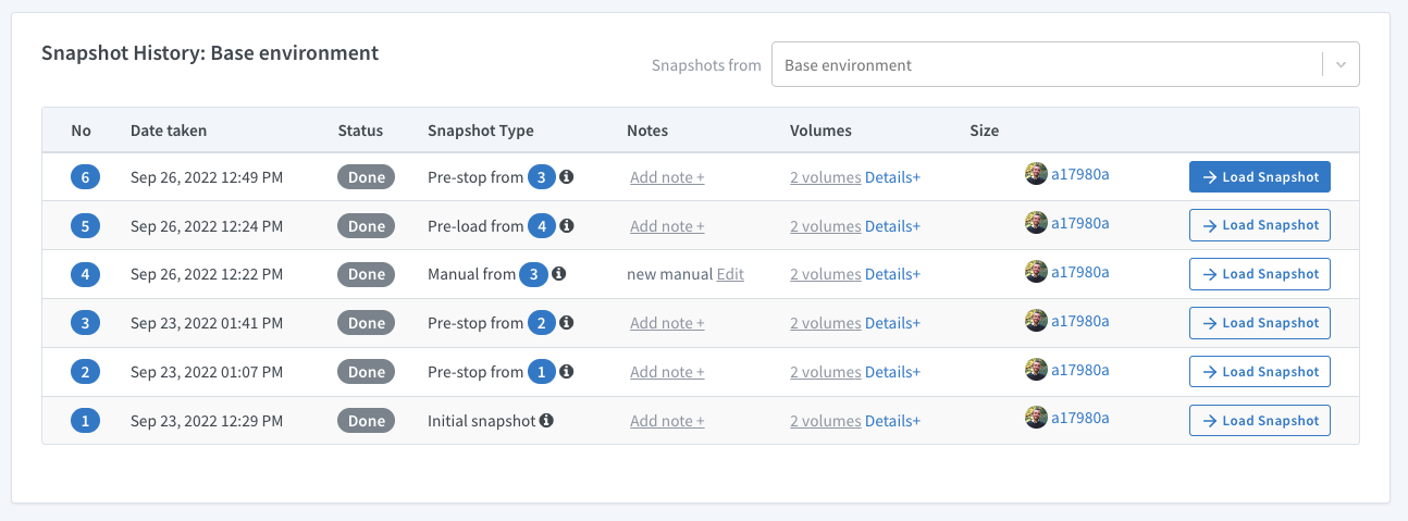 Load a data snapshot on Shipyard from the data dashboard